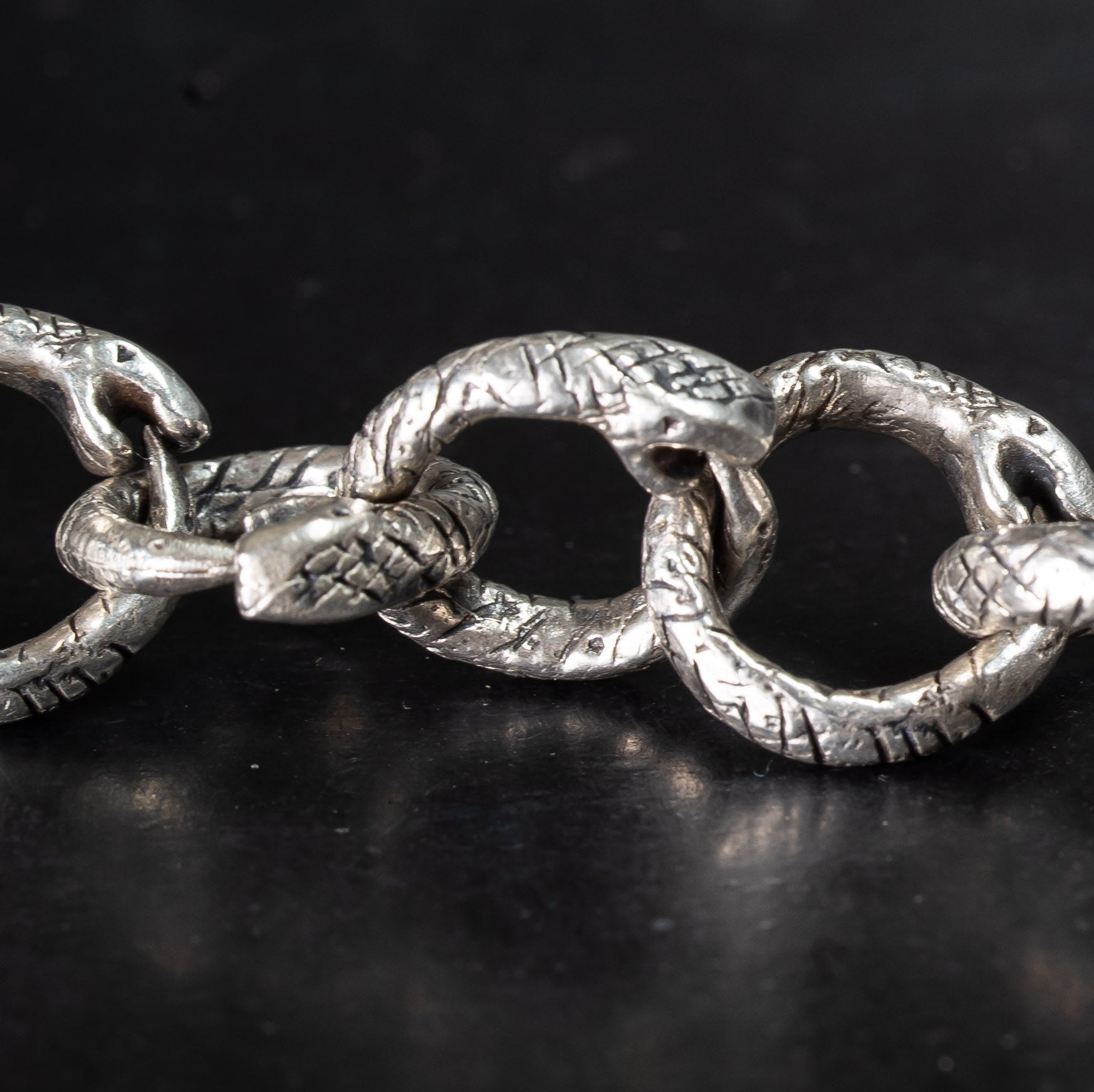 Close up of the snake chain links. Alternative style. 