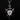 Silver three of swords charm and chain on a black background