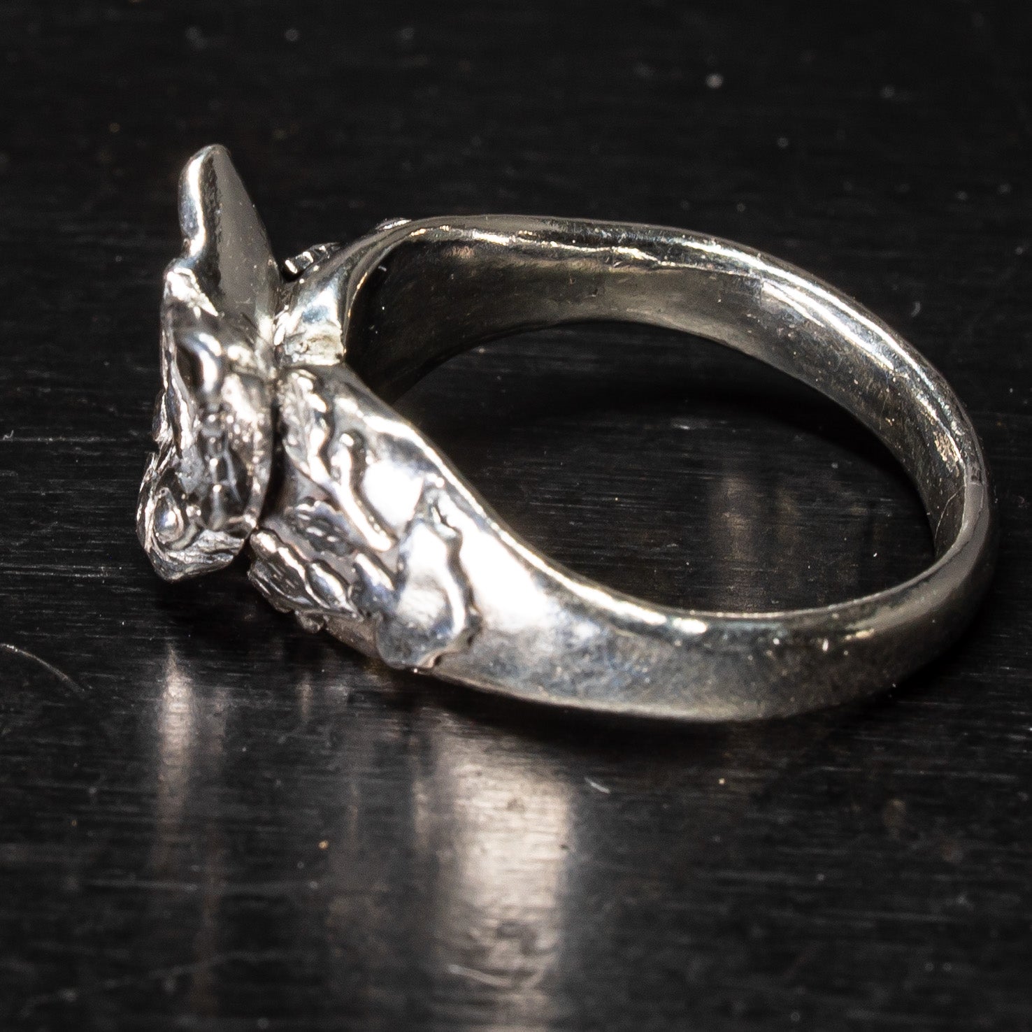 Alternative bespoke silver bat ring.