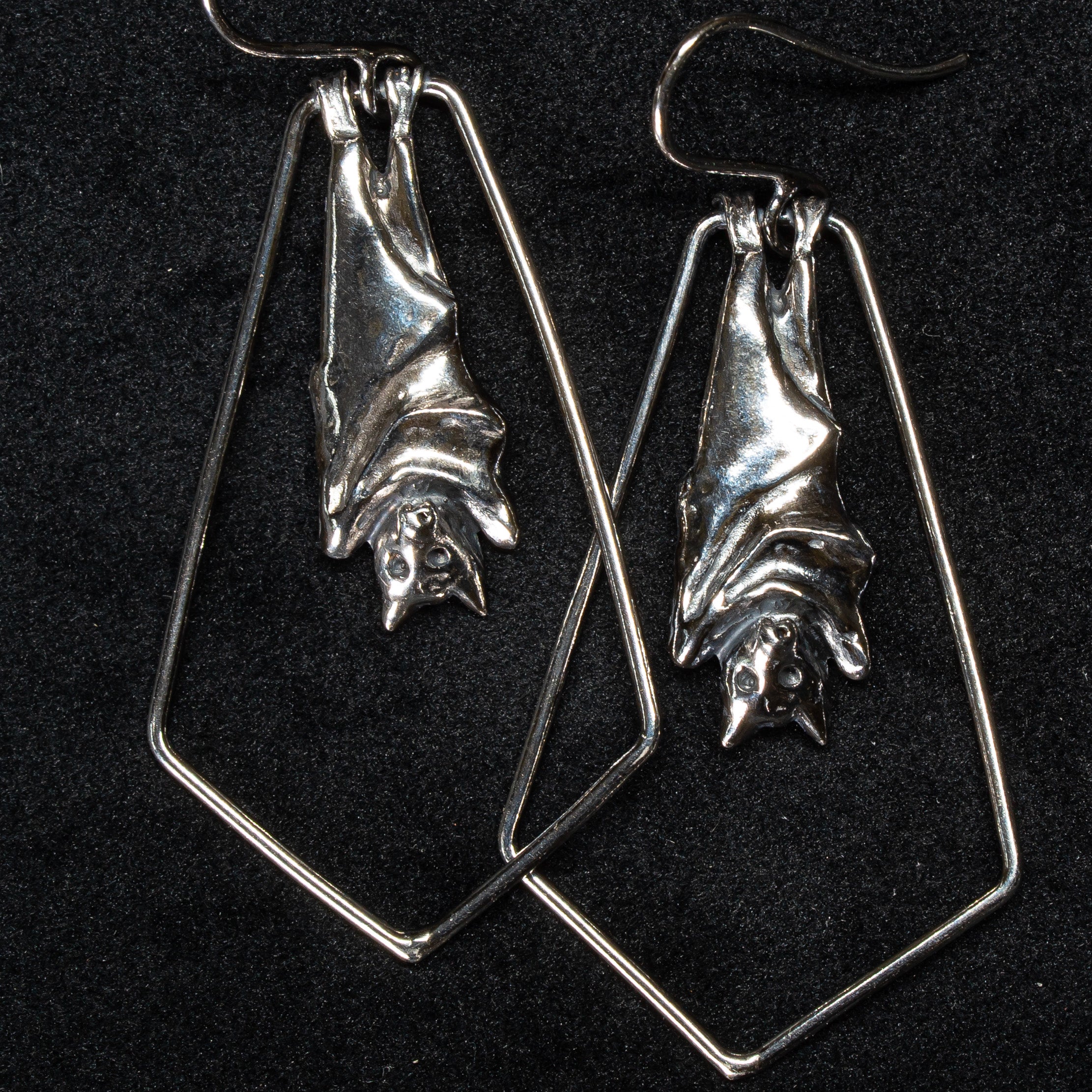 Modern gothic bat earrings