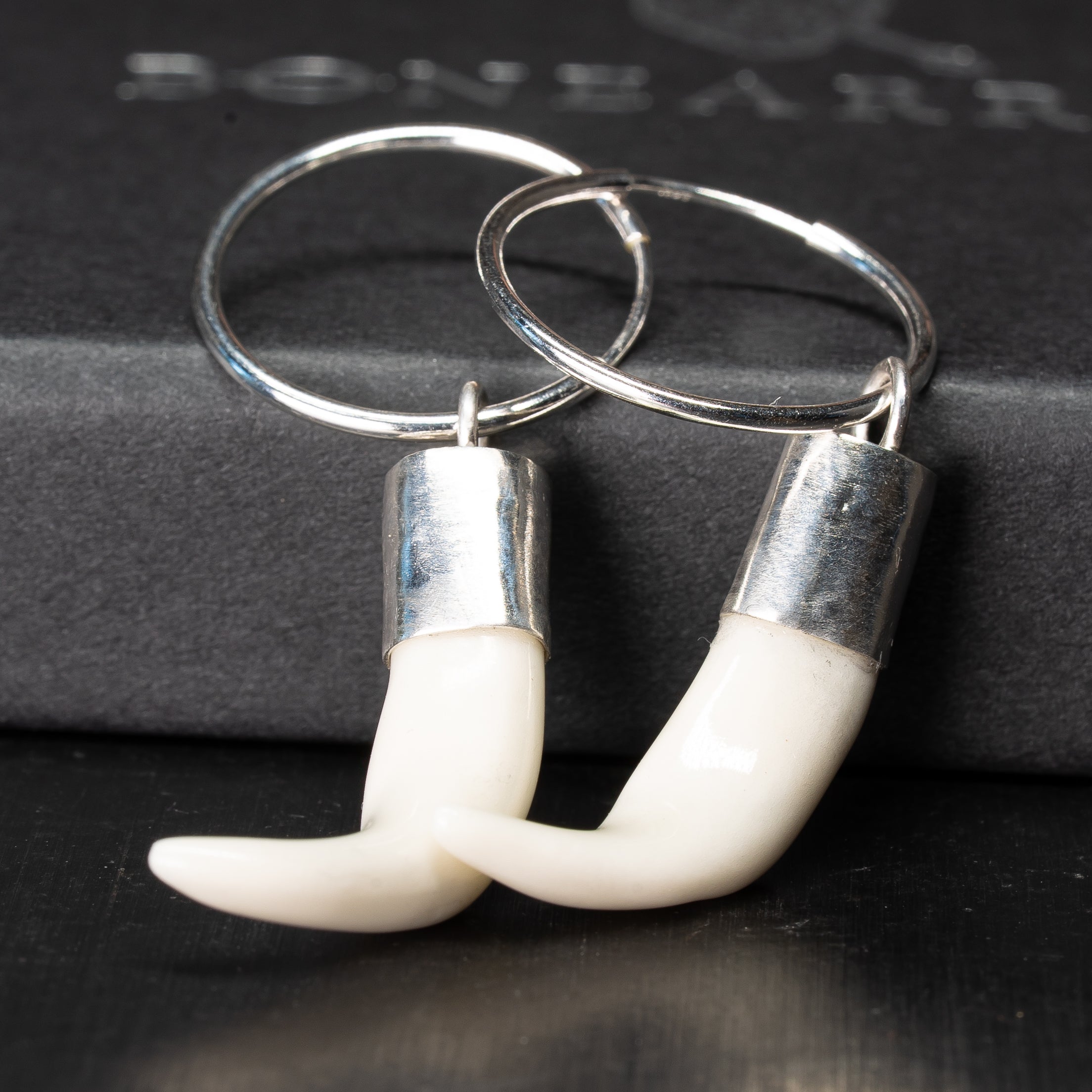 Porcelain Fox Tooth Earrings