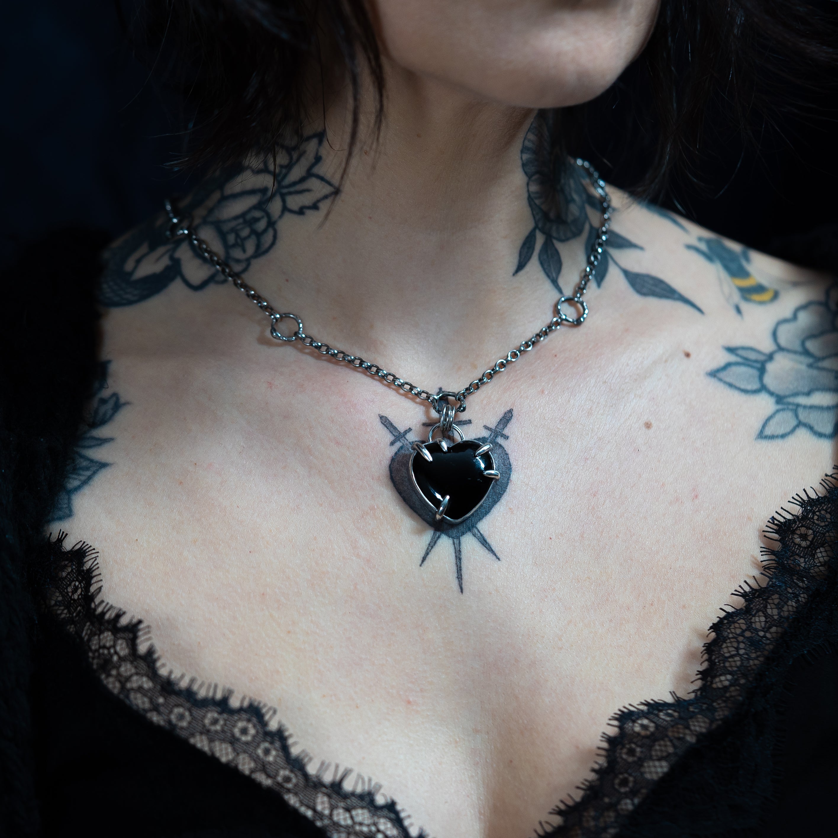 Black Onyx Heart Pendant