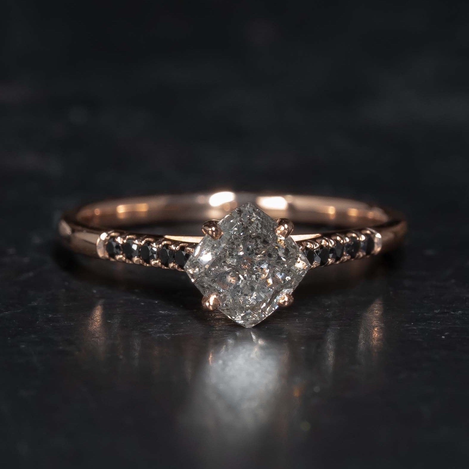  Salt and Pepper Diamond engagement ring
