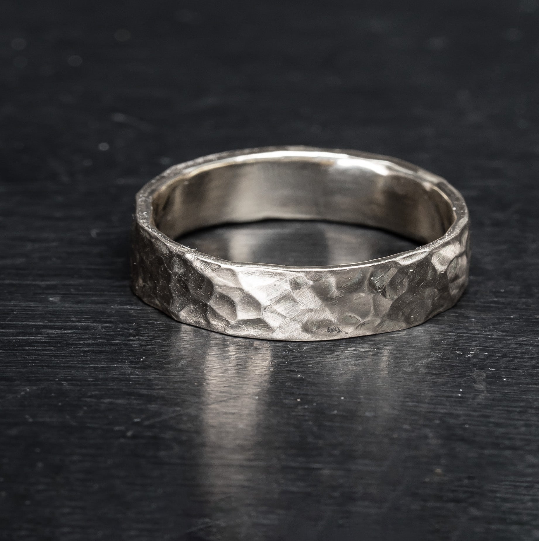 White 9ct gold wedding ring made in UK