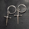 sterling silver double daggers hoop earrings 