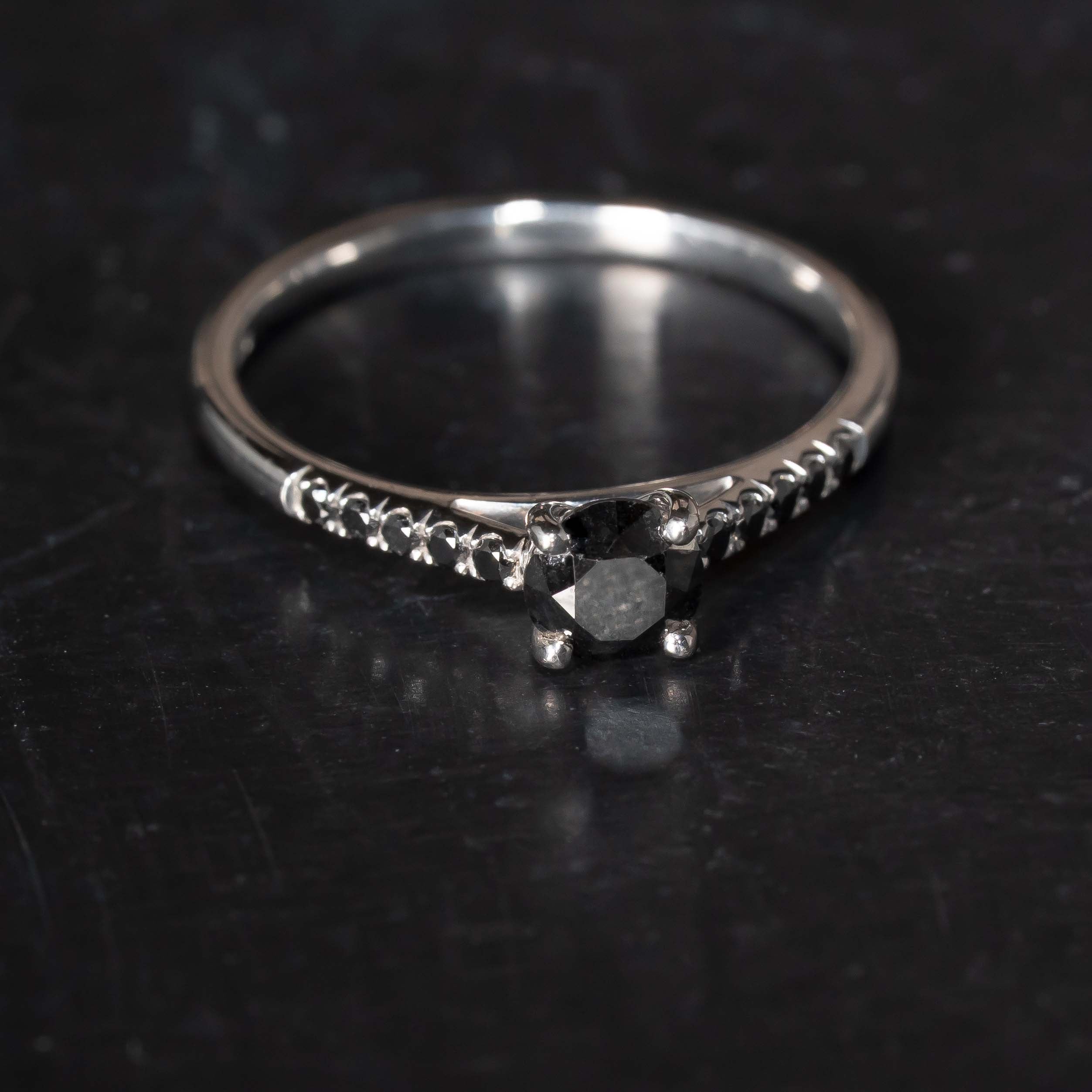 Gothic style ring with black diamonds