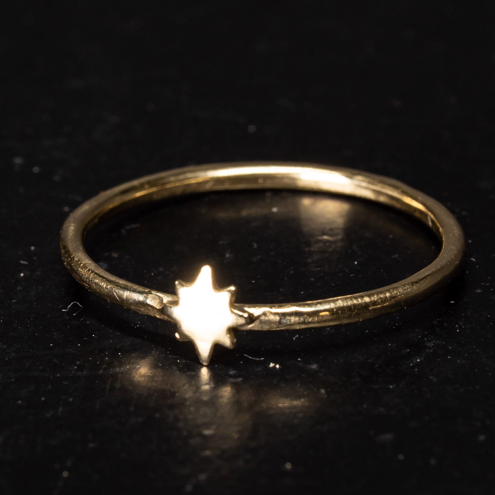 Gold Diamond Star Talisman Stacking Ring