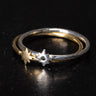 Celestial themed silver and gold staking rings