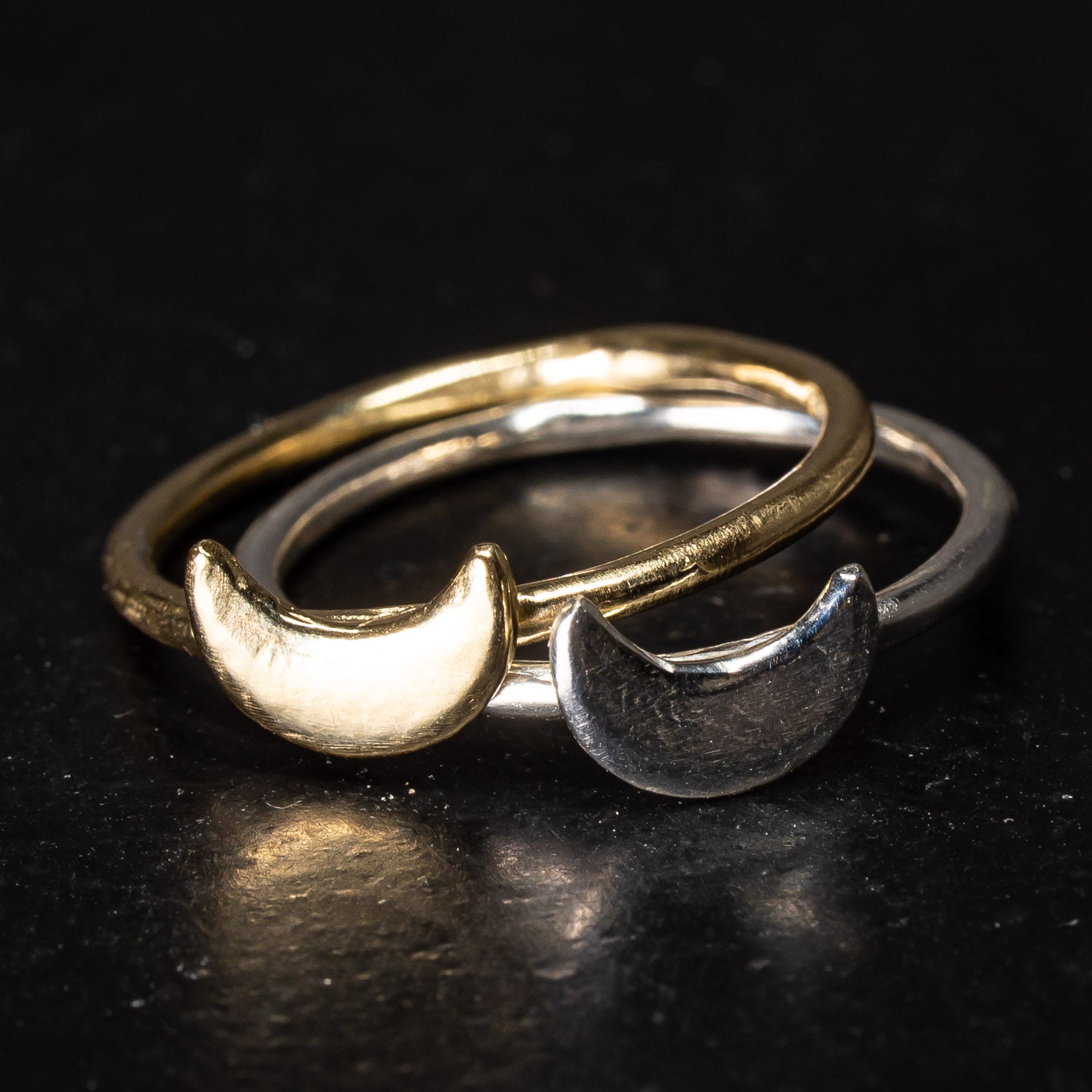 Crescent Moon Stacking Ring | Gothic Celestial Band UK – Bonearrow